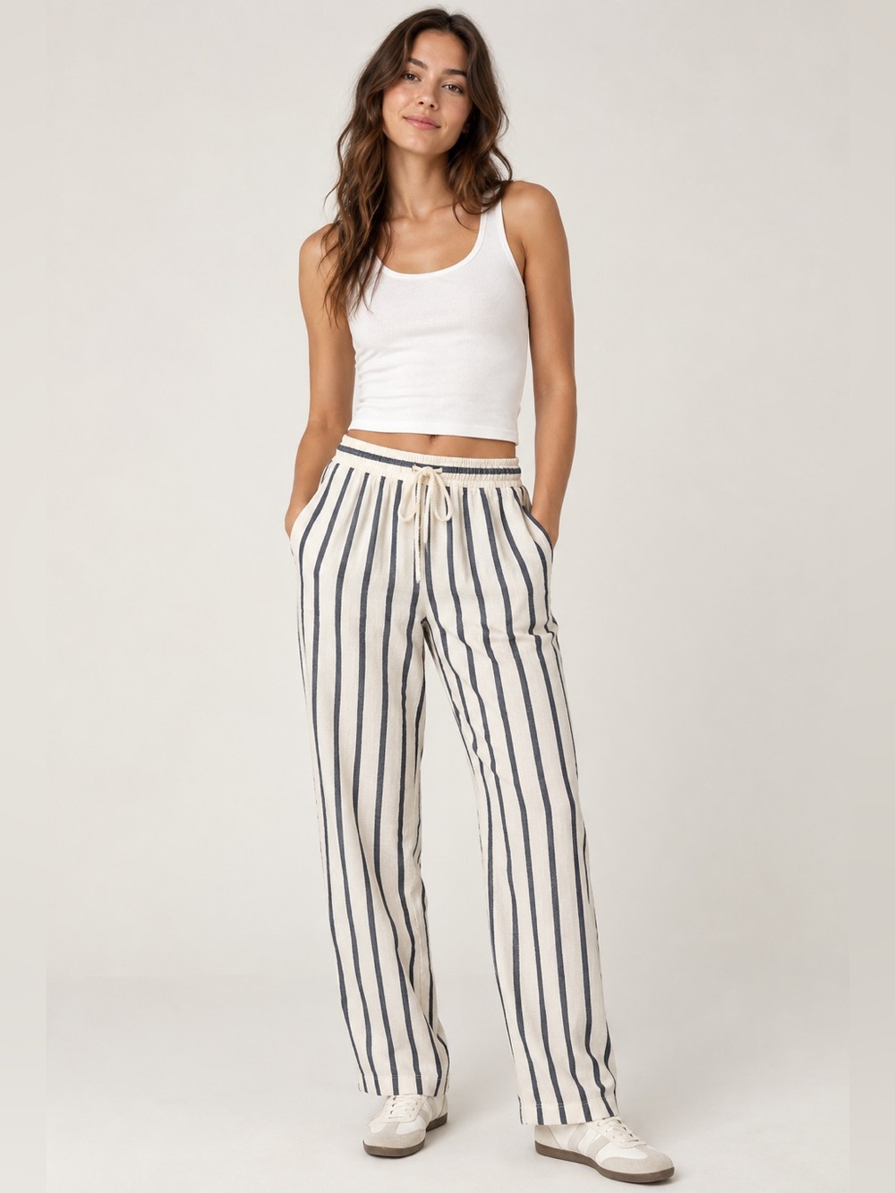 J.Crew Striped Linen Cotton Wide Leg Pants XXS